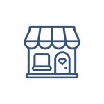 Storefront icon with a heart on the door